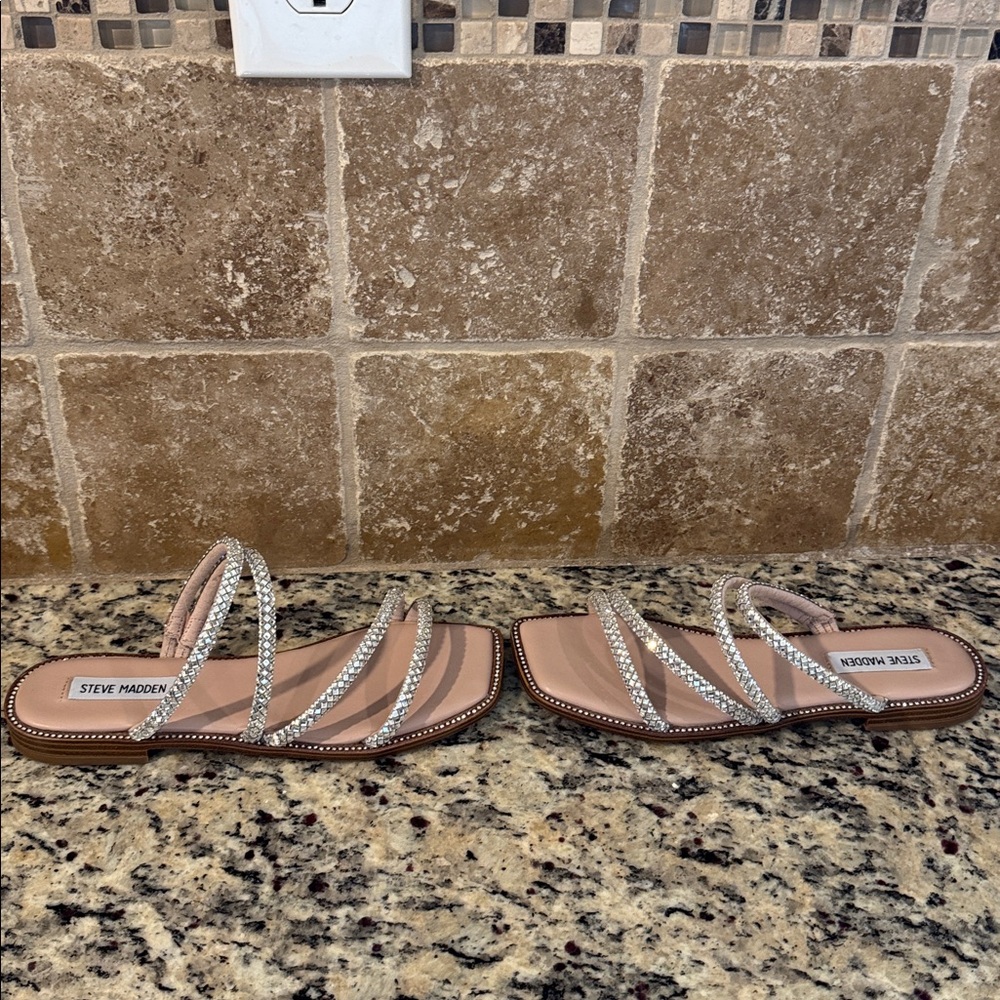 Steve Madden Silver Rhinestone Sandals - Picture 3 of 3